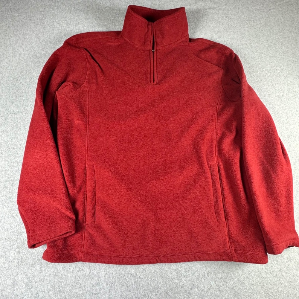 Croft & Barrow Mens Red Fleece Quarter Zip Pullover Sweater Size Medium